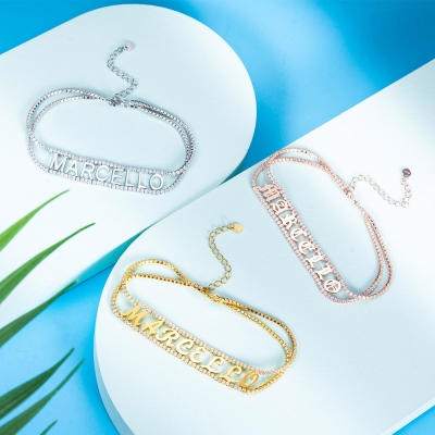 Personalized Name Bracelet With Birthstone