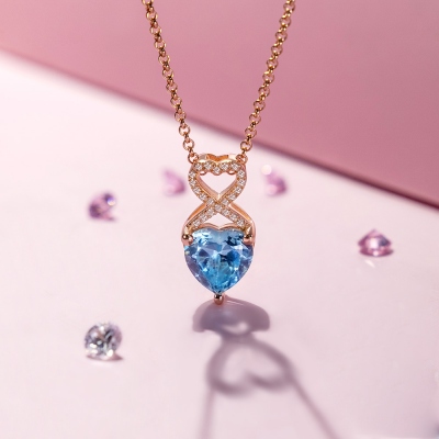 Personalized Heart Birthstone Infinity Necklace