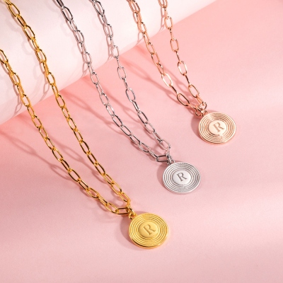 Personalized Initial Link Necklace & Bracelet Set
