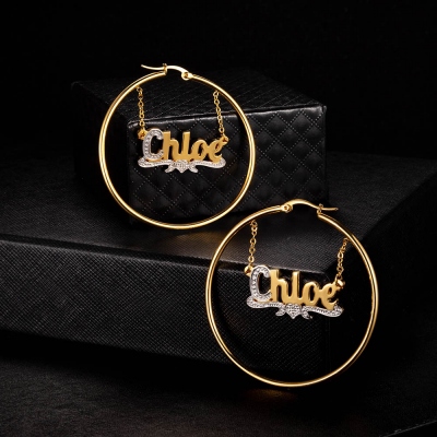 Boucles d'oreilles créoles avec nom personnalisé