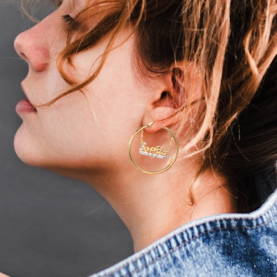 Boucles d'oreilles créoles avec nom personnalisé