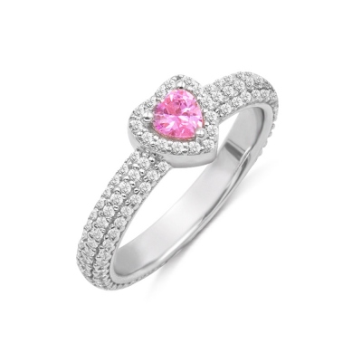 Personalized Heart Birthstone Couple Ring