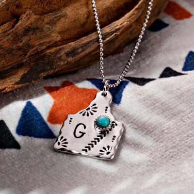 Personalized Cow Tag Turquoise Necklace
