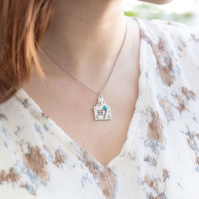 Collier turquoise personnalisé avec étiquette de vache