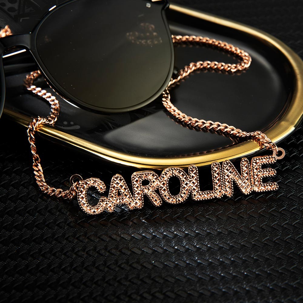 Custom Name Necklace with Embroidery Texture
