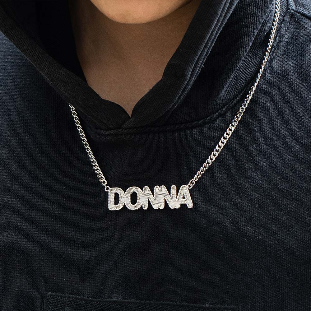 Custom Name Necklace with Embroidery Texture