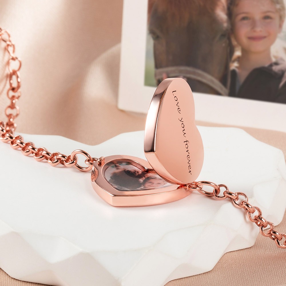 gegraveerd hart medaillon armband
