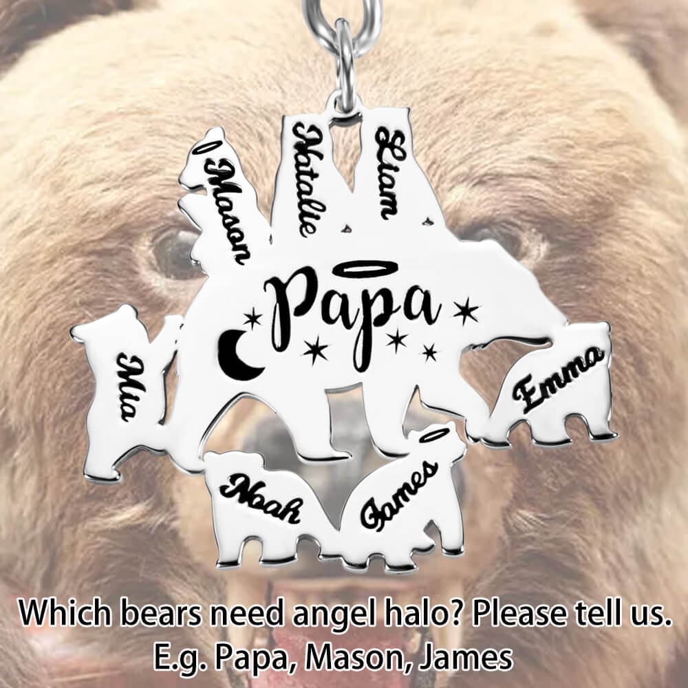 Personalized Papa Bear Keychain for Dad