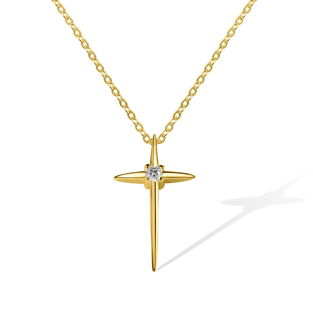 Colar de cruz com pedra de nascimento personalizada, presente religioso delicado de prata, colar de cruz pequeno, joia da sorte, presente de aniversário para mulheres e meninas
