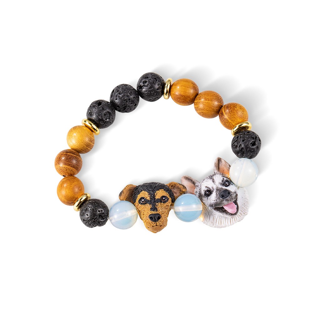 Bracelet perlé personnalisé fabriqué à la main pour portrait d'animal de compagnie, bracelet pendentif réglable pour animal de compagnie, bijou commémoratif pour animal de compagnie, cadeaux d'anniversaire pour les amoureux des animaux de compagnie/maman 