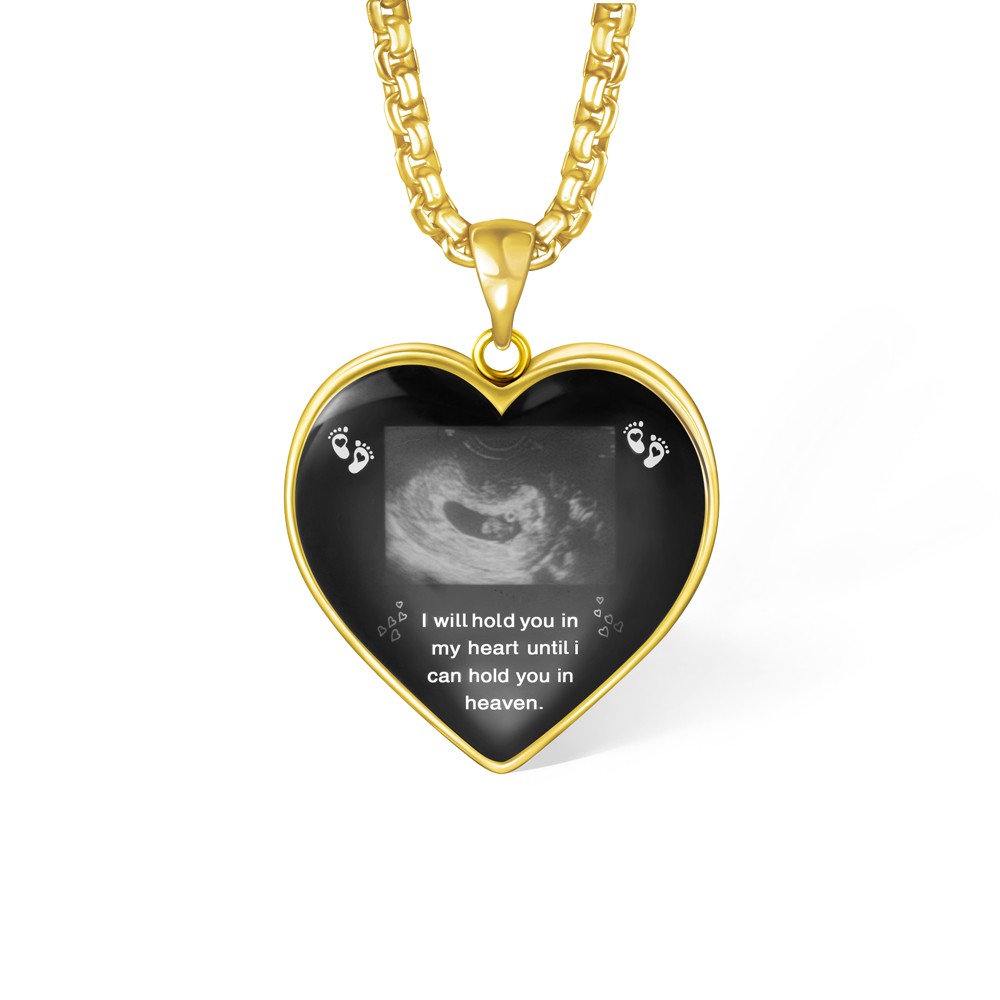 Custom Heart Shaped Baby's Sonogram Ultrasound Necklace with Engraved text, Birthday/New Pregnancy/Newborn Memorial Gift/Women