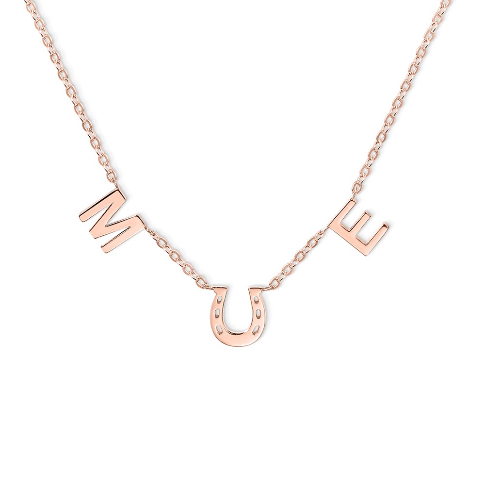 Personalisierte Hufeisenkette mit zwei Initialen, Glücksbringer-Halskette, Geburtstags-/Hochzeits-/Jahrestagsgeschenk für Pferdeliebhaber/Braut/Mama/beste Freundin