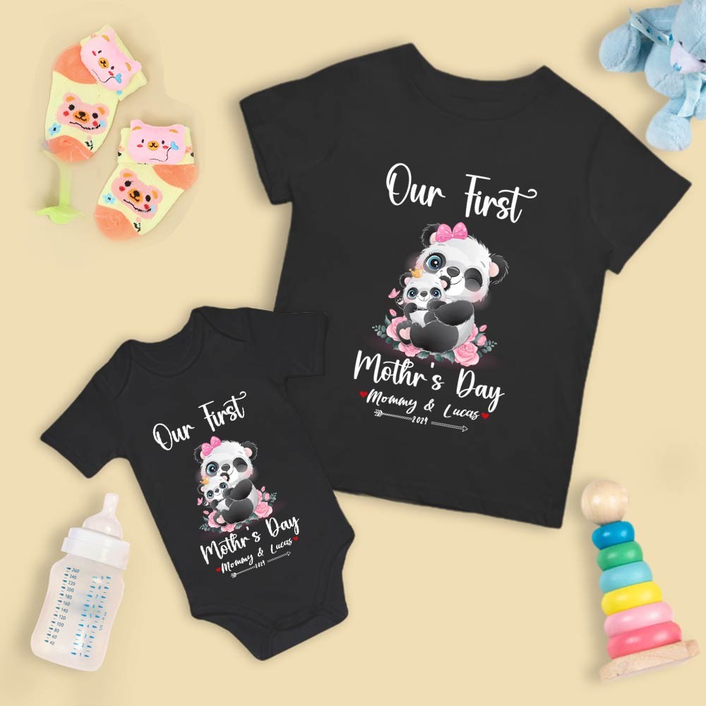 Our First Mother's Day Mom and Baby Set/Matching Shirt, Mummy and Baby Gift, Mama Baby Bunnies, T-shirt Bodysuit Romper Babygrow Vest Set, New Mom Gift, Mother's Day Gift