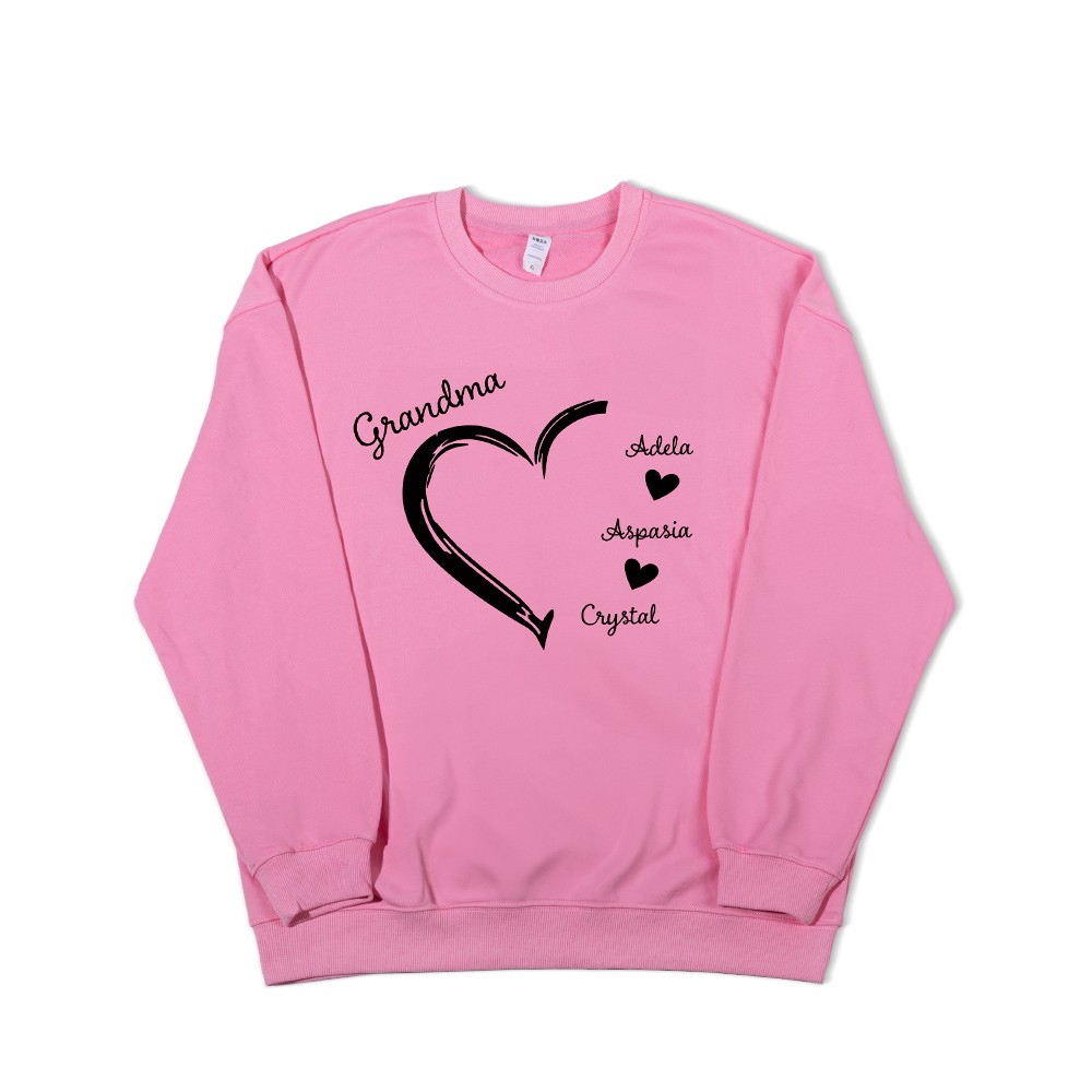Personalized Name Grandma Heart Shirt, Custom Grandma & Grandkids Name Shirt, Nana Crewneck T-shirt/Sweatshirt, Gift for Grandma/Mother