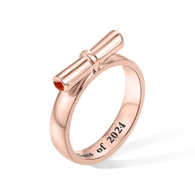 Custom Engraved Diploma Scroll Graduation Ring, Graduation Birthstone Ring with Name, Graduation Gift, Gift for Graduates/Students