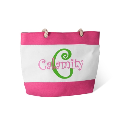 Personalized Name Beach Tote Bag, Large Capacity Canvas Vacation Camping Bag with Rope Handles, Birthday/Wedding/Christmas Gift Mom/Her/Friends