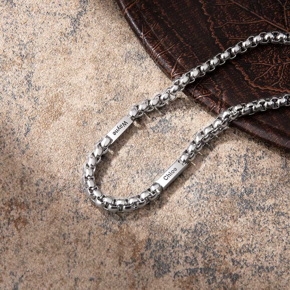 Colar com pingente de elo cubano personalizado com 2 nomes, joias minimalistas personalizadas para homens, presente de dia dos pais/aniversário para pai/namorado/marido
