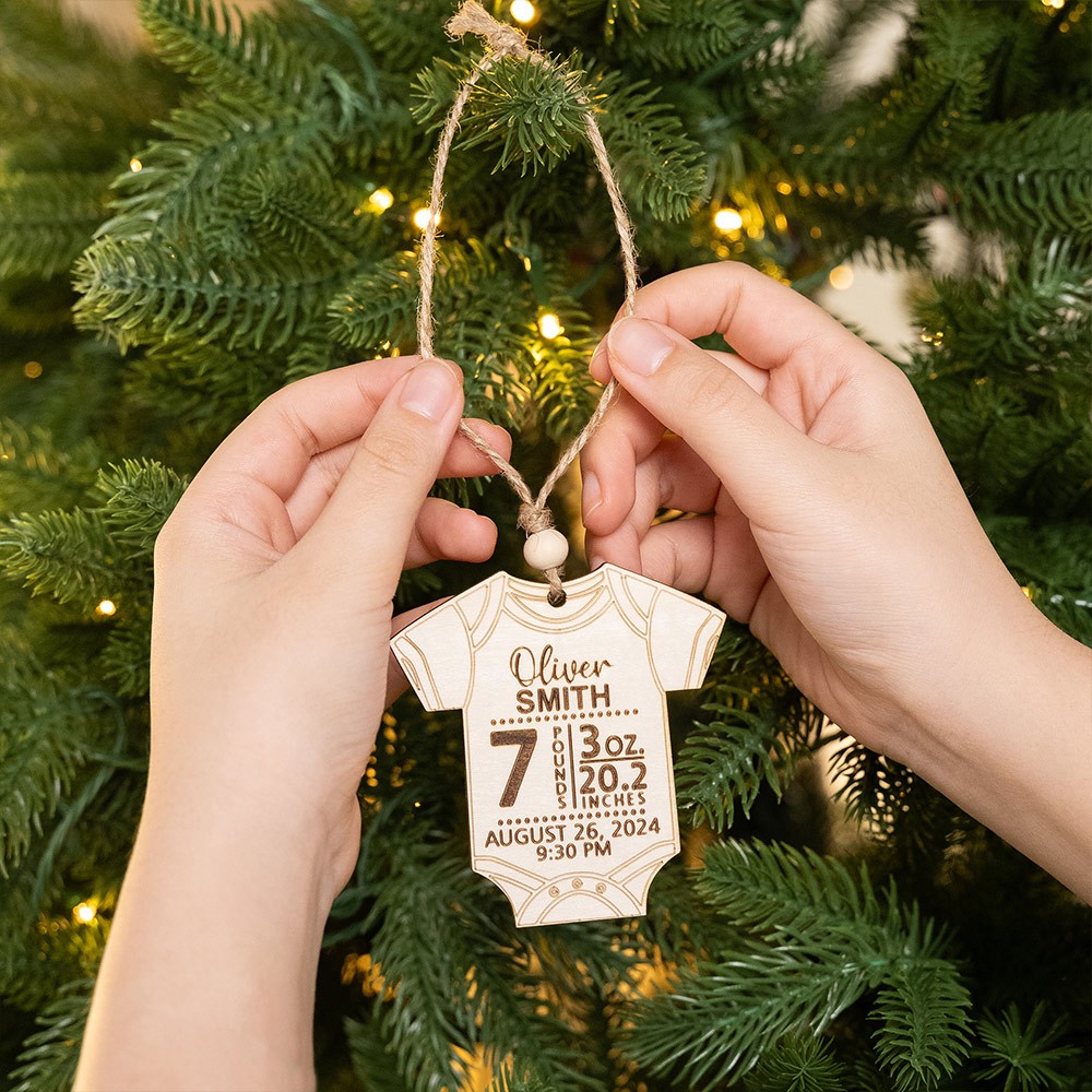 new born baby announcement ornament