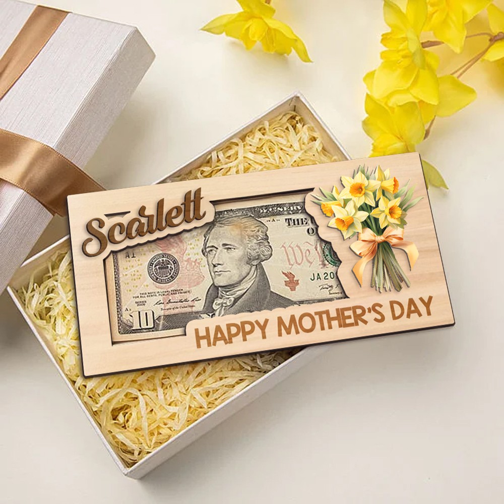 Wooden money holder with name