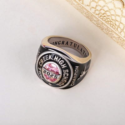 Custom Engraved Graduation Ring with Birthstone, Class of 2025 High School/College Graduation Jewelry, Graduation Party Favor, Gift for Graduates
