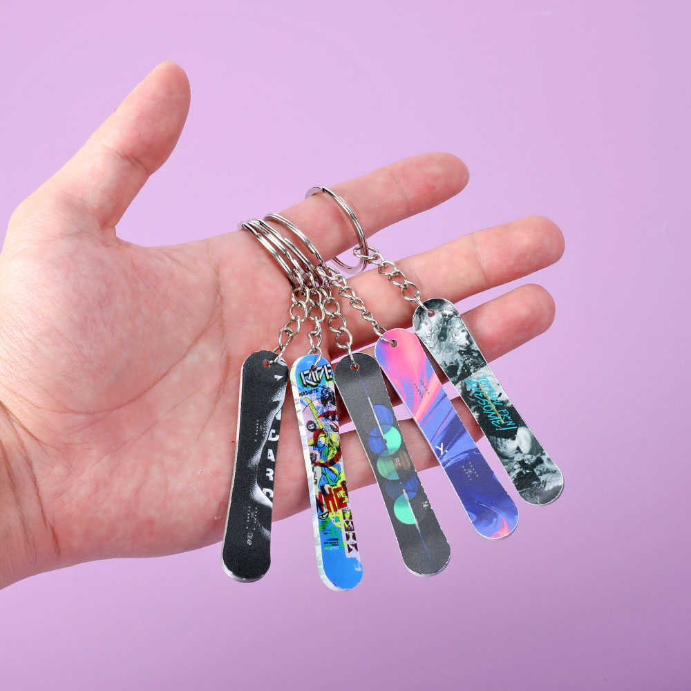 Personalized Photo Snowboard Keychain, Acrylic Miniature Snowboard