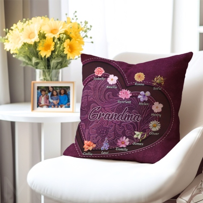 mother's birthflower garden pillow