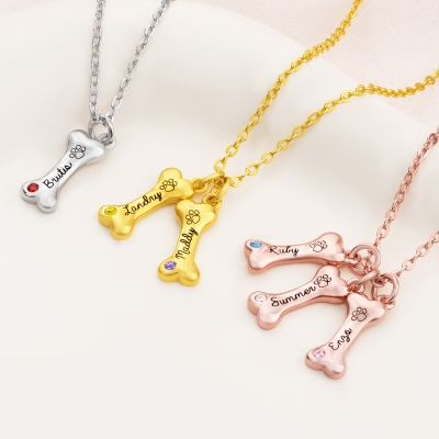 Personalized Exquisite 1-8 Name Dog Bone Necklace