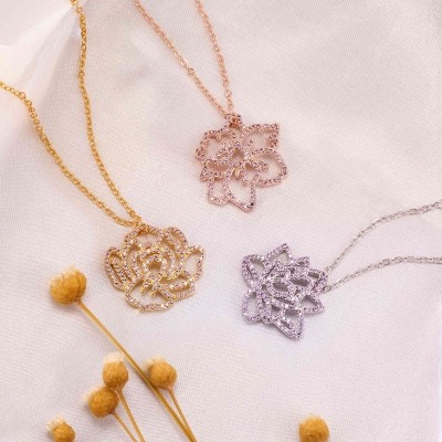 Custom Birth Flower & Birthstone Necklace – Personalized Floral Pendant with Adjustable Chain, Meaningful Gift for Her