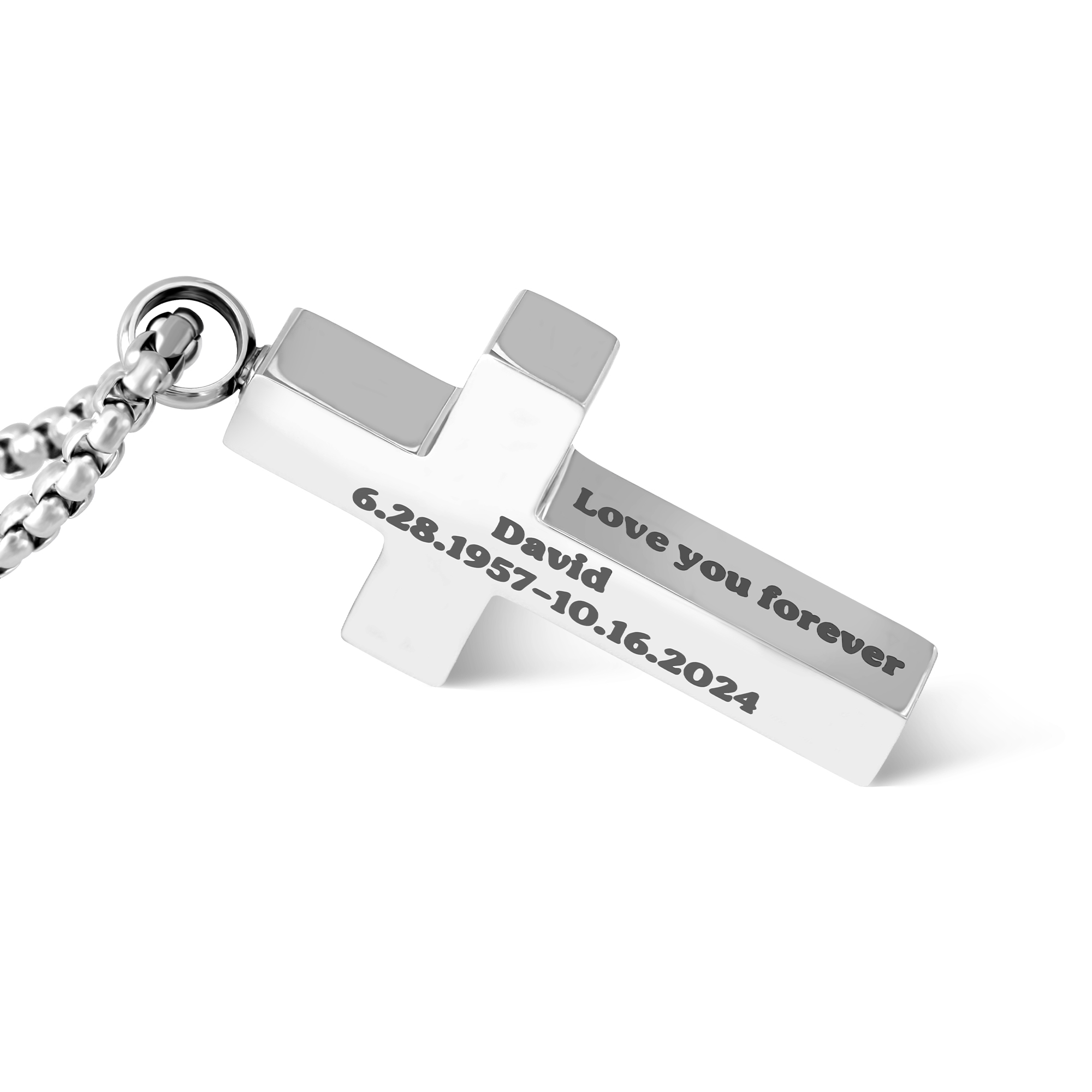 Personalized 1-3 Sides Engraving Urn Cross Necklace, Cremation