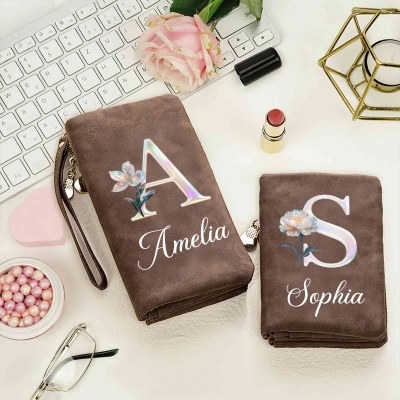 Personalized birth flower wallet