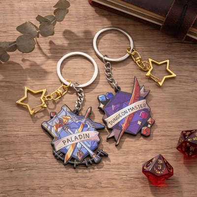 Personalized DND Class Acrylic Keychain, Custom Name Bag Charm, TTRPG Accessory Gift for DND Players & DM