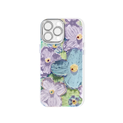Glitter Flower iPhone Case with Rhinestones, Floral Bloom Cloud Case