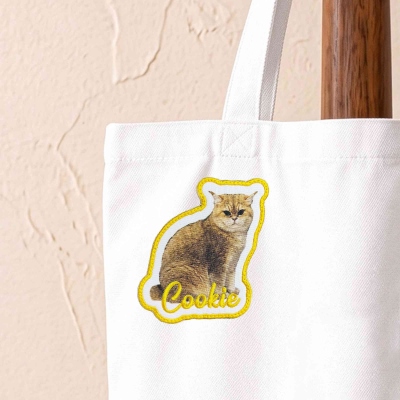 ペットの名前と肖像を刺繍したパーソナライズパッチ、犬や猫の写真入り刺繍パッチ、DIYデコレーション、ペット愛好家や飼い主への誕生日/記念日/追悼ギフト