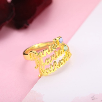 personalized name ring with birthstone	