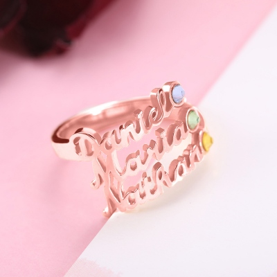 personalized name ring with birthstone	