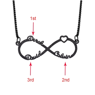 Personalized Sparkling Infinity Name Necklace in Black