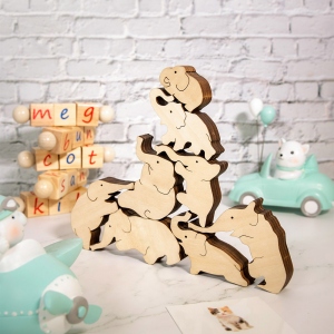 Wooden Puzzle Elephants Balance Game
