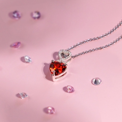 Personalized Heart Birthstone Infinity Necklace