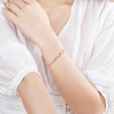 Personalzied Constellation Name Bracelet with Birthstone