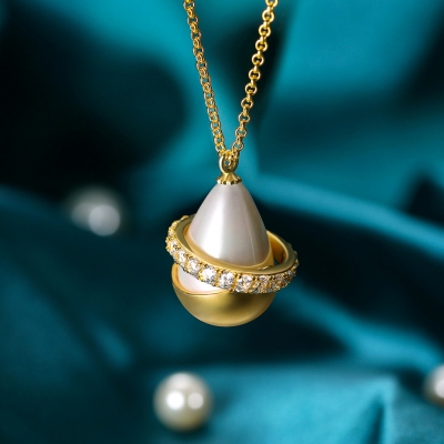 Personalized Circle & Water Drop Necklace