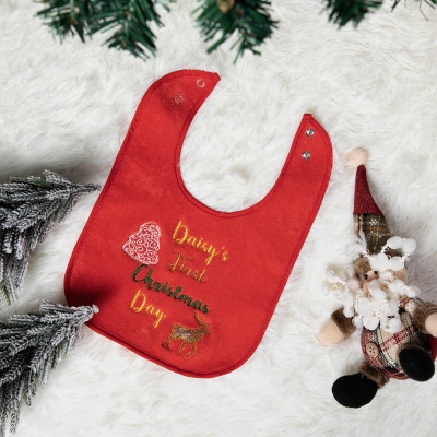 Personalized Christmas Baby Embroidered Bib