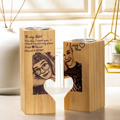 Personalized Couple Photo Candlestick