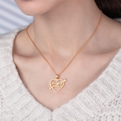 Personalized Heart Arrow Name Necklace