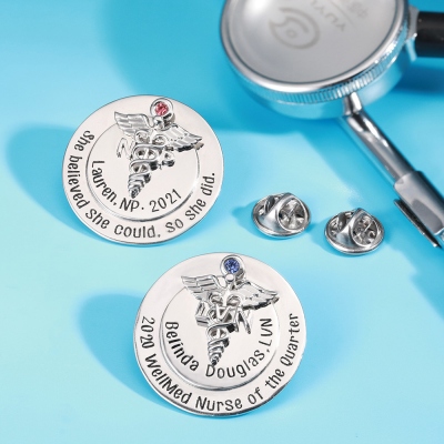 Personalized Nursing Pin for Pinning Ceremony with a Birthstone Nurse Gifts
