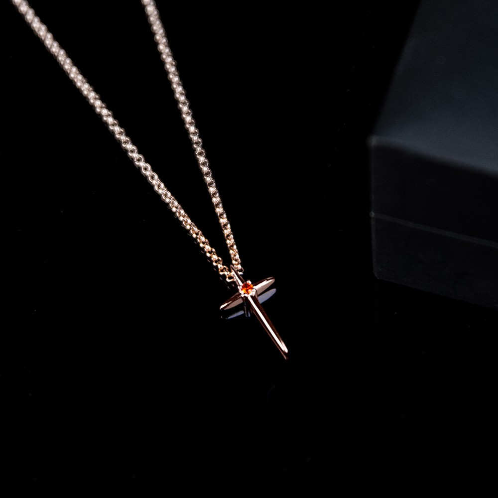 Colar de cruz com pedra de nascimento personalizada, presente religioso delicado de prata, colar de cruz pequeno, joia da sorte, presente de aniversário para mulheres e meninas