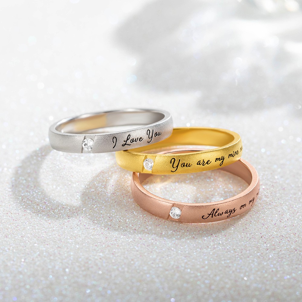 Personalized Letters Wedding Matching Rings Set of 2, His and Hers Couple Rings, Engraved Wedding Engagement Band Wedding Set Promise Ring