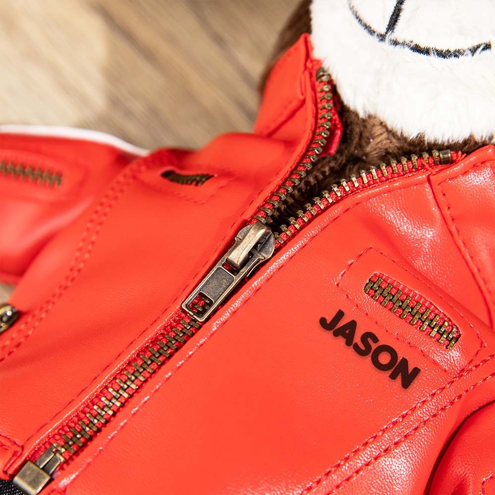 Poupée de jouets d'ours de moto, mini ours de moto avec des jouets de casque, ours de coureur avec le nom personnalisé, cadeau d'ours de tenue de motard de cavalier pour des amis