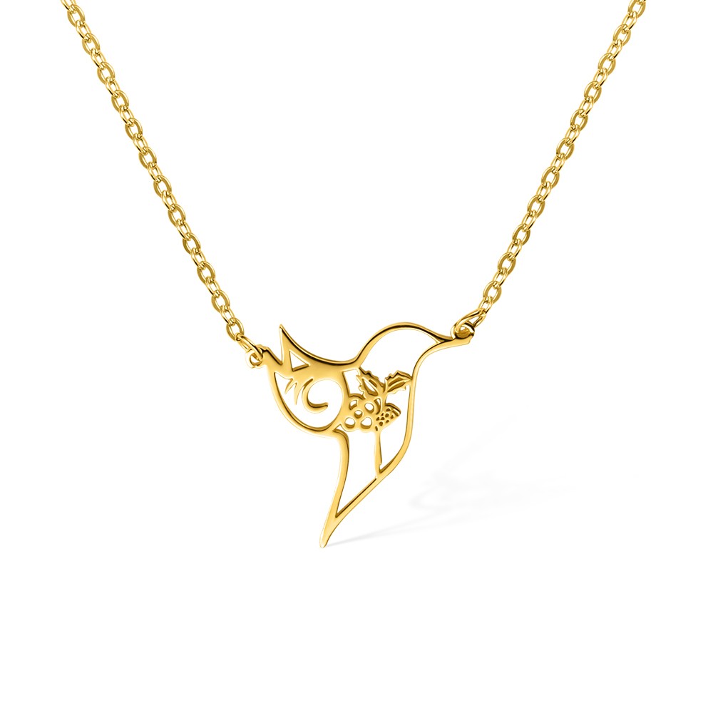 Custom Birth Flower Hummingbird Necklace, Hummingbird Jewelry, Bird Pendant Necklace, Women's Jewelry, Gift for Her, Valentine's Day/Birthday Gift