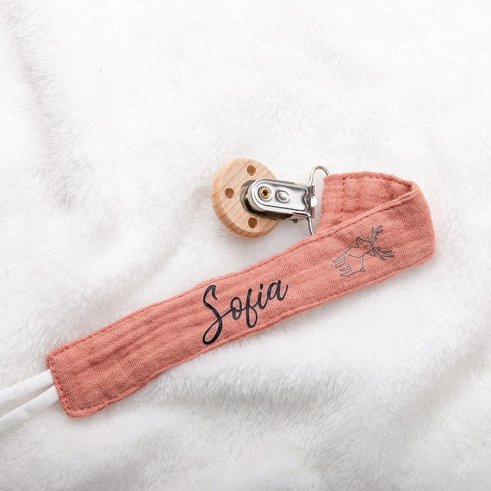 Alça de chupeta com nome personalizado, alça de chupeta de algodão, corrente de chupeta, acessórios para chupeta de bebê, presentes de banho para bebês/crianças, presente de batizado