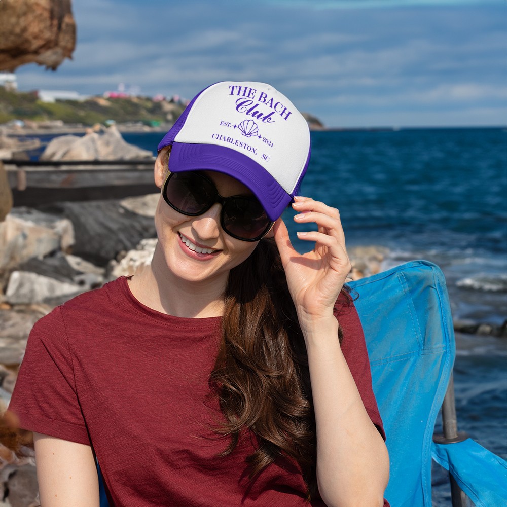 Personalized The Bach Club Breathable Mesh Hat Baseball Cap with Year and Text Beach Party Favor Bachelorette Gift for Her